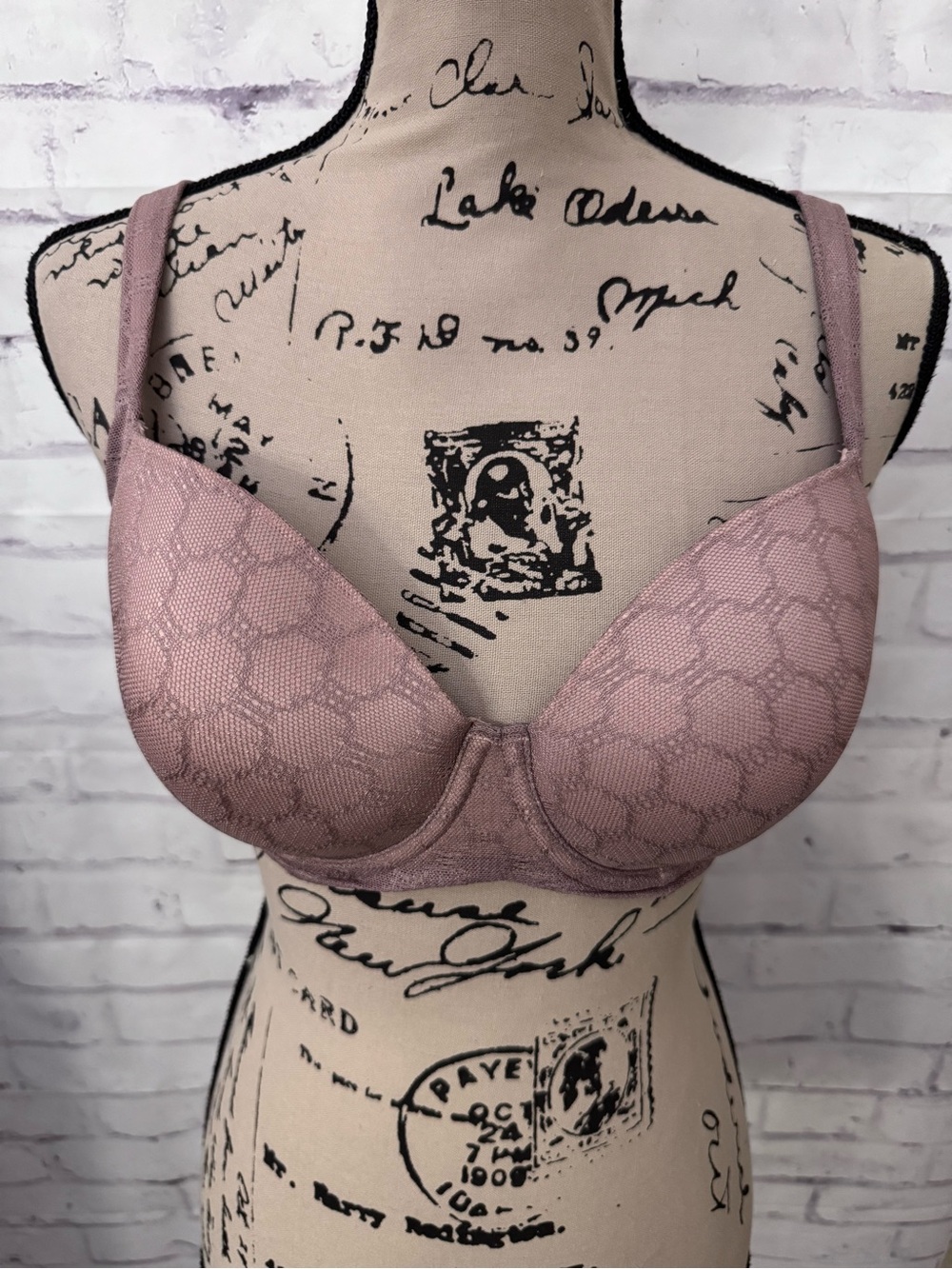 Soma Intimates Size 34D Stunning Support Geo Lace Full‎ Coverage Dusty Rose Sexy